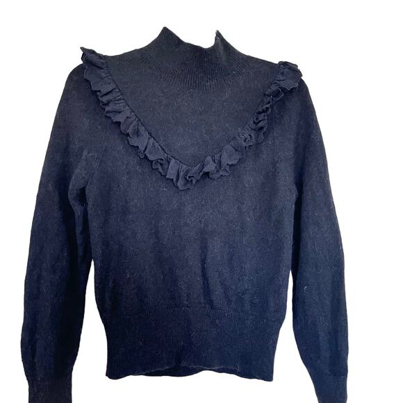 & Other Stories Ruffled Turtleneck Knit Sweater Black Women's Size Small - Picture 4 of 11